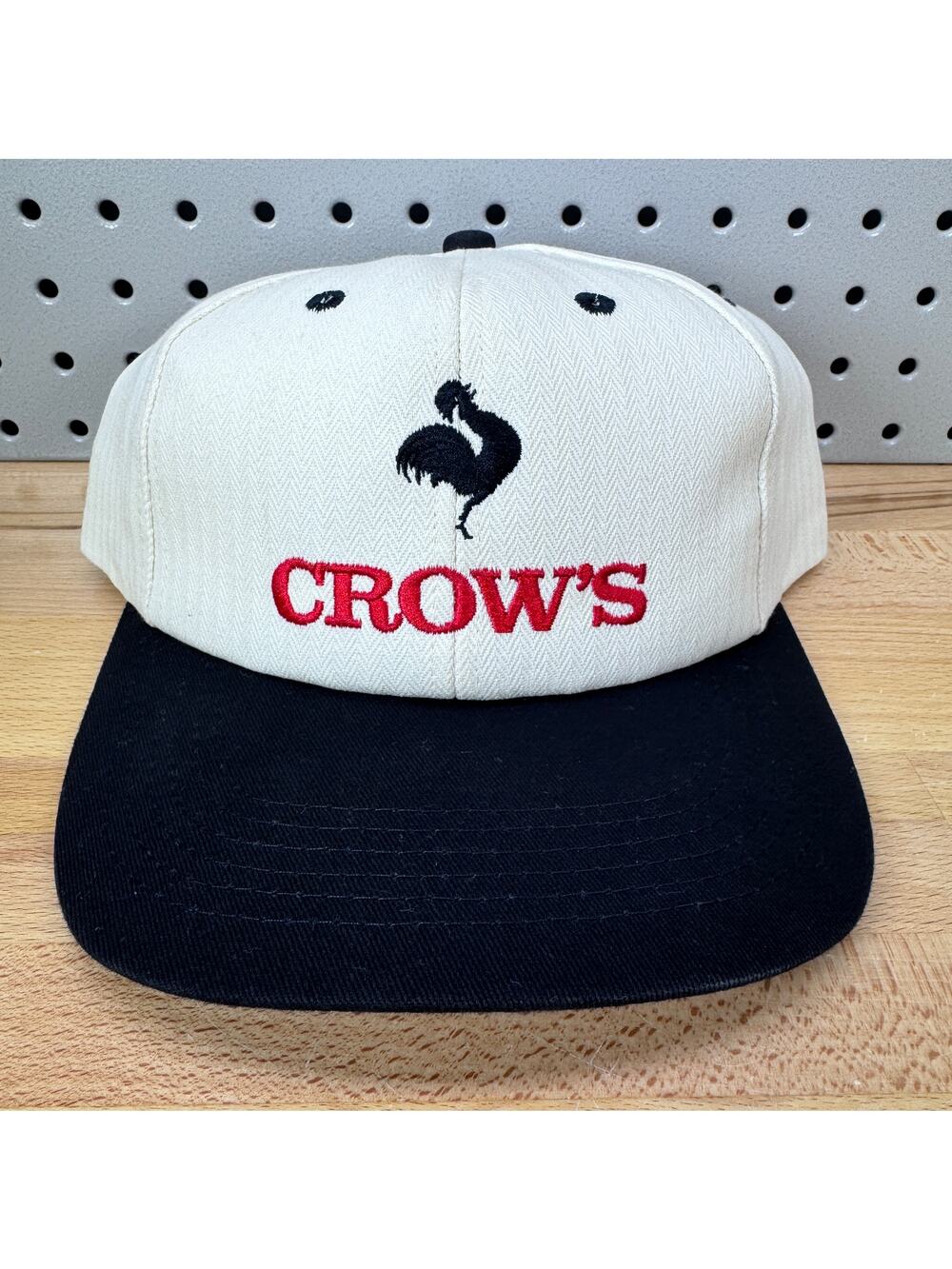 Vintage Crow's Hybrids Seed K-Products Snapback White Black Cap Hat EUC Farming